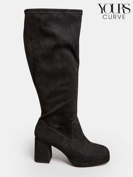 Yours Curve Black Extra-Wide Fit Platform Knee Boots (596309) | €31