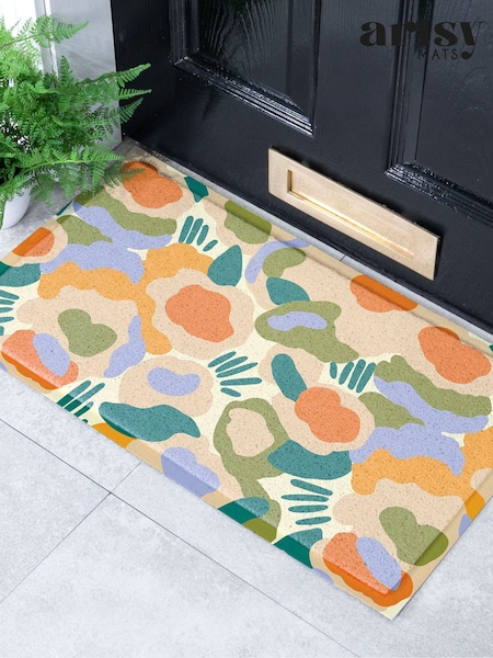 Artsy Mats Elizabeth Olwen Smudge Flowers Indooroutdoor Doormat