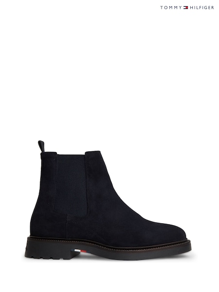 Blue - Regular Tommy Hilfiger Suede Embossed Cleat Chelsea Boots