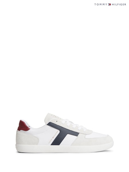 White - Regular Tommy Hilfiger Leather Mixed Texture Trainers