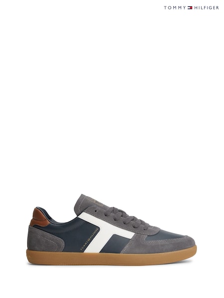 Blue - Regular Tommy Hilfiger Leather Mixed Texture Trainers