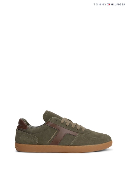 Green - Regular Tommy Hilfiger Suede Mixed Texture Trainers