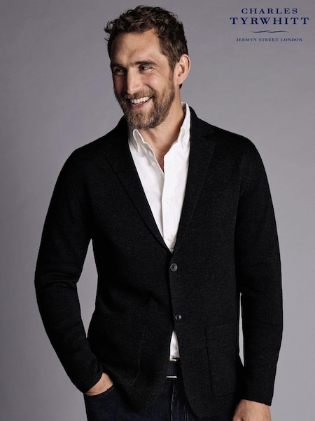 Charles Tyrwhitt Black Pure Merino Sb Button Blazer (596724) | AED404