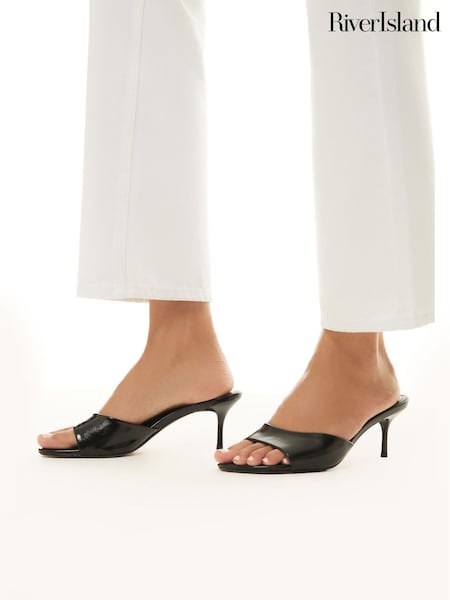 Noir - Sandales à talons mules River Island