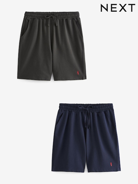 Navy Blue/Dark Grey Lightweight 100% Cotton Joggers Shorts 2 Pack (597506) | €14