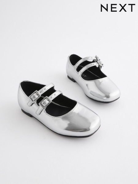Silver Metallic Double Strap Shoes (597615) | €10.50 - €12