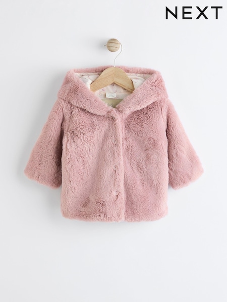 Pink Baby Cosy Hooded Faux Fur Jacket (0mths-2yrs) (597693) | AED61 - AED67