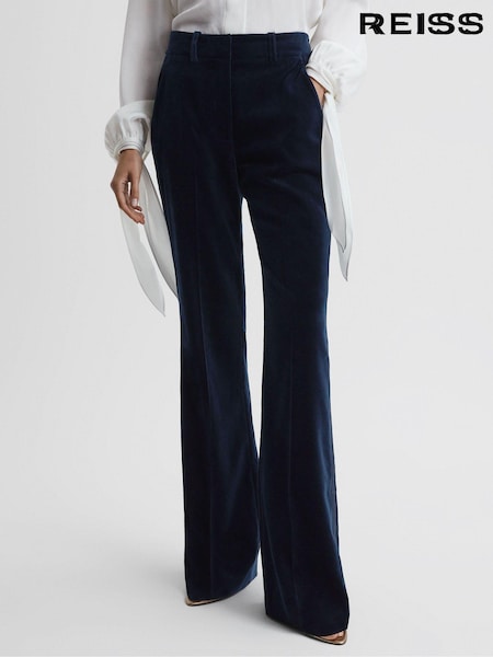 Reiss Navy Bree Velvet Flared Suit Trousers (597810) | €285