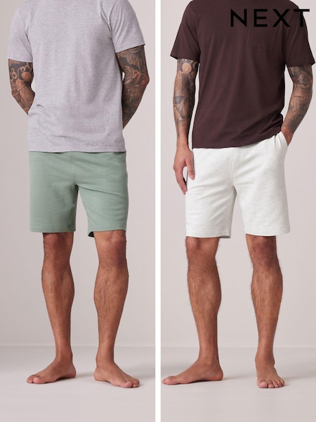 Grey/Sage Green Texture Lightweight Joggers Shorts 2 Pack (598512) | €13