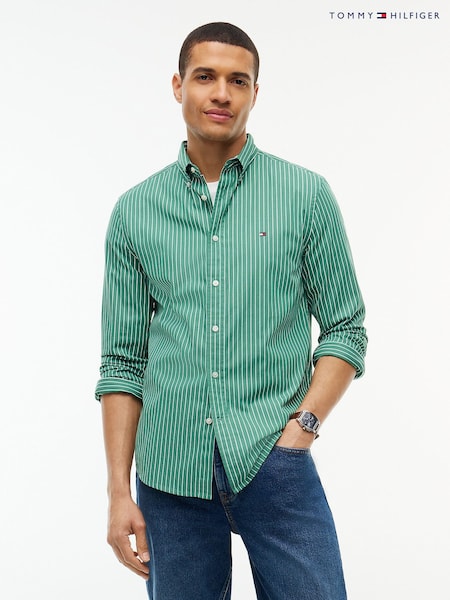 Green - Regular Tommy Hilfiger Regular Fit Flex Stripe Shirt