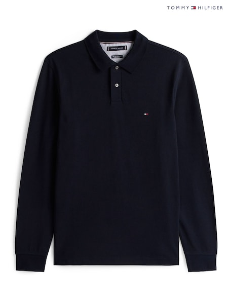 Blue - Regular Tommy Hilfiger Plus 1985 Regular Fit Long Sleeve Polo Shirt