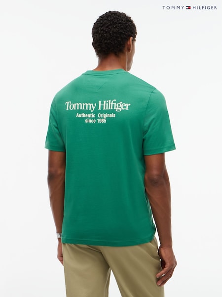 Зелений - Regular Tommy Hilfiger Back Logo Crew Neck T-shirt