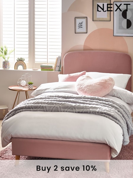 Opulent Velvet Blush Pink Kids Matson Standard Upholstered Bed (599180) | €340