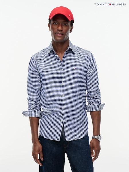 Blue - Regular Tommy Hilfiger Regular Fit Gingham Check Oxford Shirt