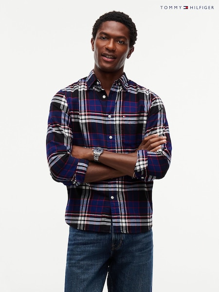 Blue - Regular Tommy Hilfiger Regular Fit Tartan Check Flannel Shirt