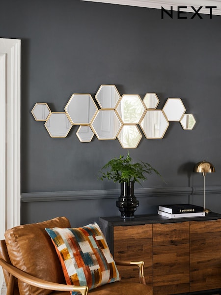 Gold Honeycomb Decorative Wall Mirror (599652) | €172