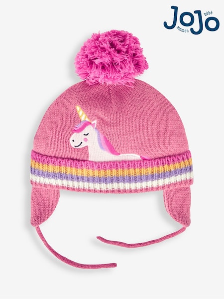 JoJo Maman Bébé Pink Appliqué Bobble Hat (599705) | €26