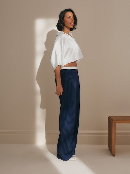 Cream Rochelle Humes Satin Boxy Shirt (599746) | AED67