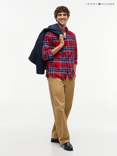 Roșu - Regular Tommy Hilfiger Regular Fit Tartan Check Flannel Shirt