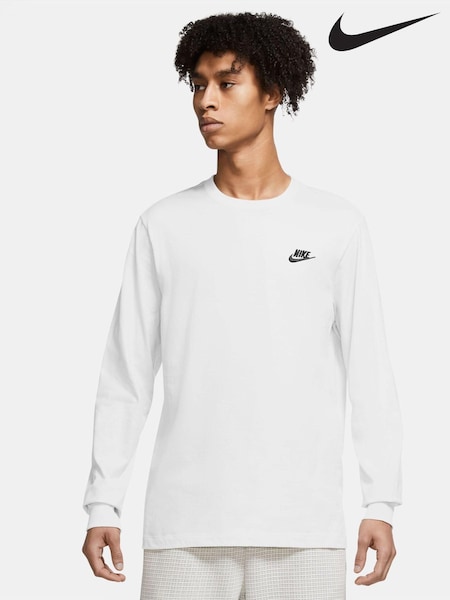 Vit - Nike 100% Cotton Club Long Sleeve T-shirt (599814) | kr590