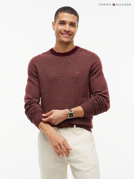 Красный - Regular Tommy Hilfiger Pure Lambswool Crew Neck Jumper