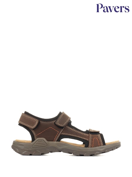 Pavers Brown Light Pavers Adjustable Leather Walking Sandals (5D3660) | €57