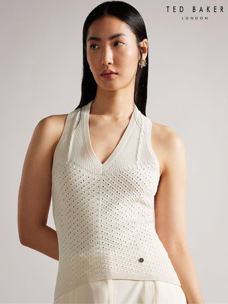 Ted Baker Yensine Natural Machine Crochet Knit Top (5Z2748) | €60