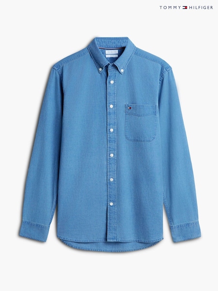 Blue - Regular Tommy Hilfiger Regular Fit Dobby Denim Shirt
