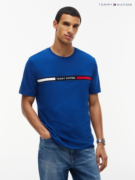 Blue - Regular Tommy Hilfiger Logo Embroidery Insert T-shirt