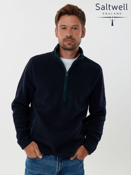 Blue - Regular Saltwell Borg Half Zip Fleece