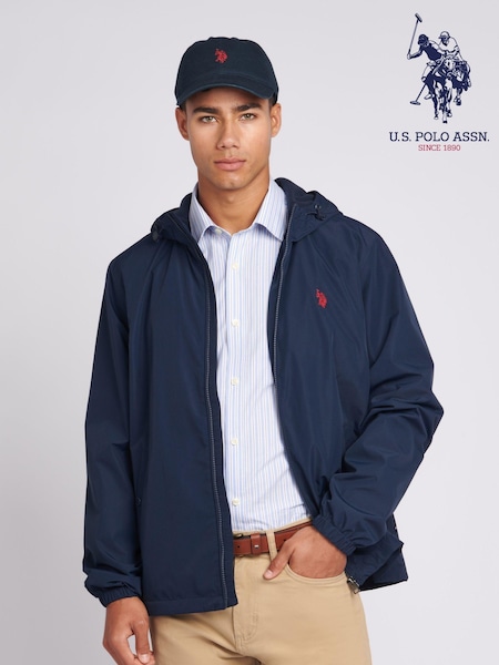 U.S. Polo Assn. Blue Zip Through Mens Hooded Coat (600945) | ₪397