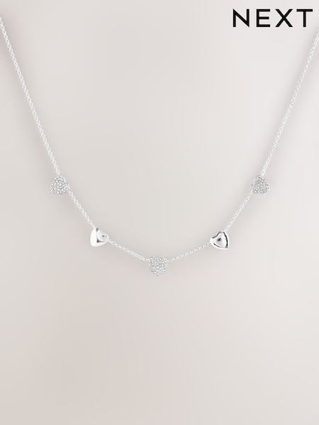 Tono plateado - Sparkle Pave Heart Necklace