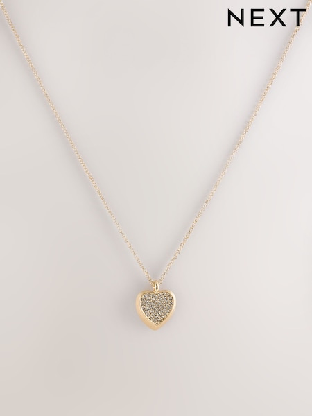 Gold Tone - Sparkle Heart Necklace