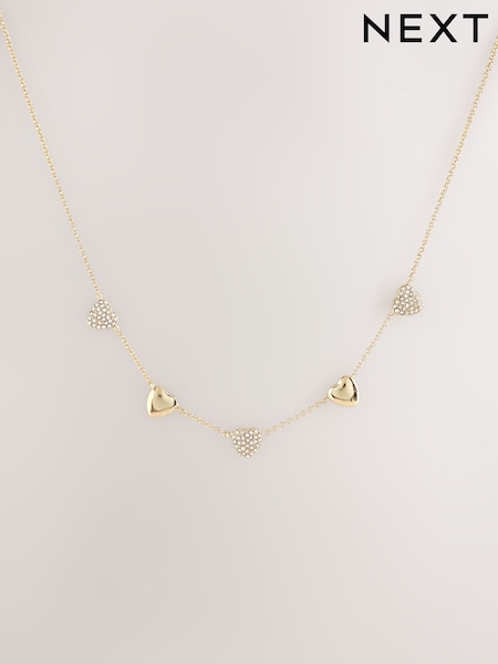 Gold Tone - Sparkle Pave Heart Necklace