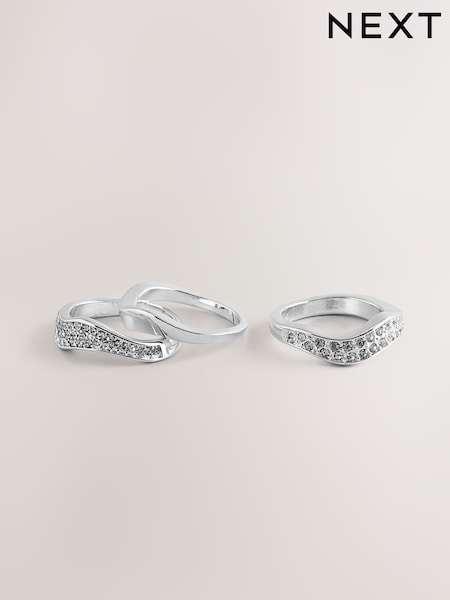 Tono plateado - Sparkle Pave Ring Pack