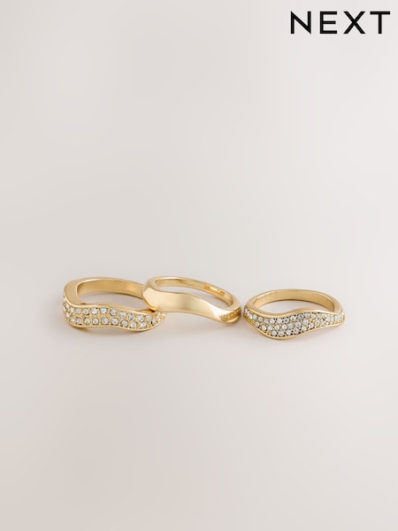 Guld ton - Sparkle Pave Ring Pack