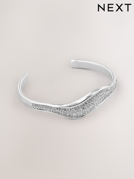 Silver Tone - Sparkle Cuff Bracelet