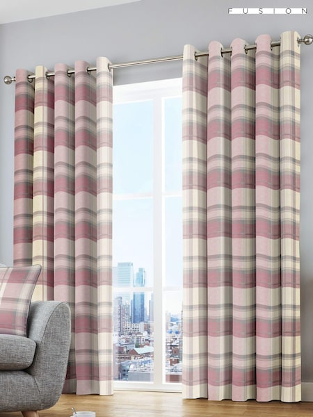 Fusion Pink Balmoral Check 100% Cotton Eyelet Curtains (601949) | R$ 345 - R$ 640