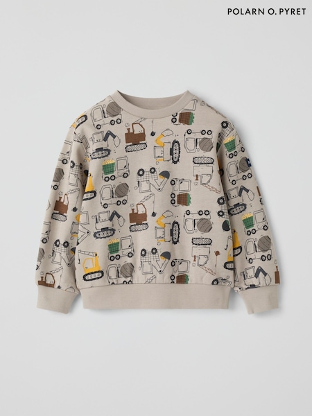 Cream - Polarn O. Pyret Farm Vehicles Sweatshirt
