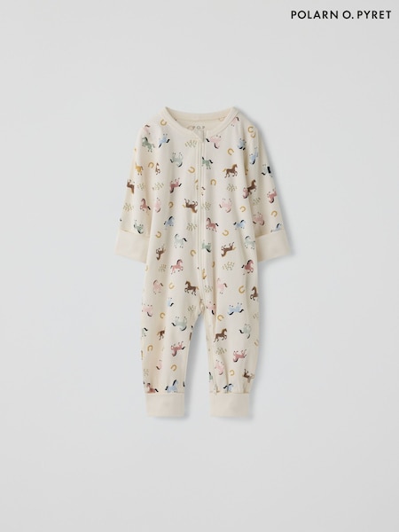 أبيض - Polarn O. Pyret Overall Horses Pyjamas