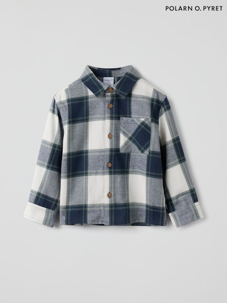 White - Polarn O. Pyret Long-sleeved Check Shirt