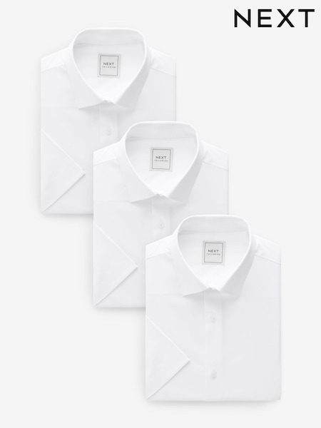 White Regular Fit Easy Care Short Sleeve Smart Shirts 3 Pack (602106) | €51