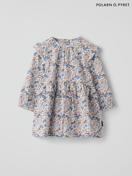 White - Polarn O. Pyret Floral Baby Dress
