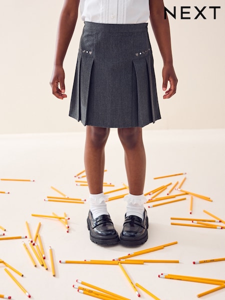 Grey Embroidered Pleated School Skirt (3-16yrs) (602153) | AED30 - AED56
