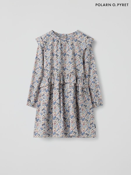 White - Polarn O. Pyret Long-sleeved Floral Dress