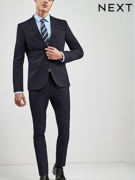 Navy Blue Super Skinny Fit Stretch Tonic Suit: Jacket (602691) | €18