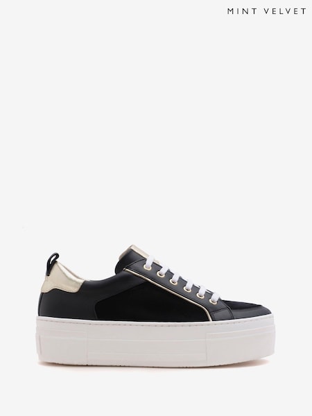 Mint Velvet Black Ria Platform Trainers (603202) | AED165
