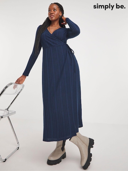 Simply Be Blue Rib Wrap Midi Dress (603321) | €21