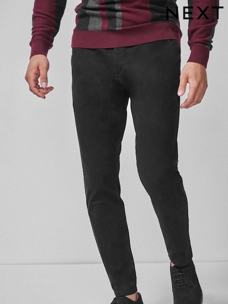 črna - Ožan kroj - Slim Fit Stretch Chino Trousers (603338) | € 12