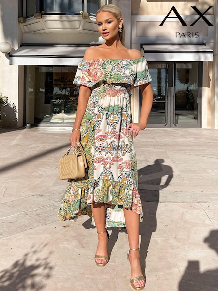 AX Paris Green Paisley Printed Bardot Style Midi Dress (603588) | 35 €